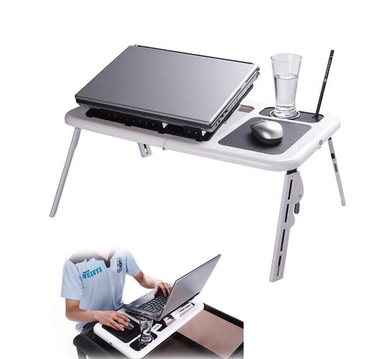TAVOLINO PORTATILE SUPPORTO 2 VENTOLE TAVOLO PIEGHEVOLE BASE PORTA