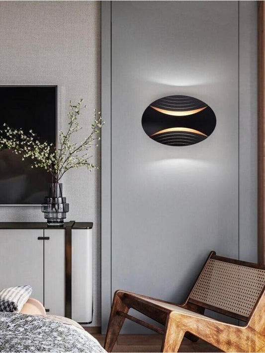 APPLIQUE 6 W DA PARETE DOPPIA EMISSIONE LED LUCE BIANCA CALDA NATURALE AQ15 NERO