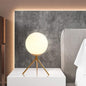 LAMPADA DA TAVOLO 1 SFERA IN VETRO LUME SUPPORTO TREPPIEDI ABAT JOUR BRONZO D35