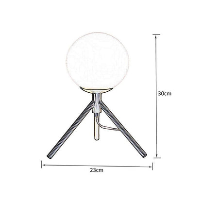 LAMPADA DA TAVOLO 1 SFERA IN VETRO LUME SUPPORTO TREPPIEDI ABAT JOUR BRONZO D35
