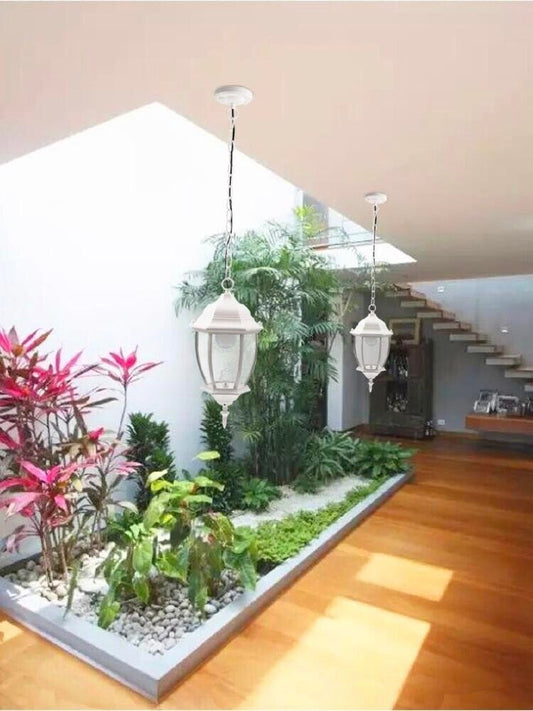 LANTERNA LAMPADARIO A SOSPENSIONE DA SOFFITTO PER ESTERNO INTERNO ES40 BIANCO