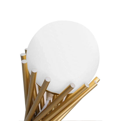 LAMPADA DA TAVOLO IN METALLO TUBOLARE SFERA VETRO G9 LUME BRONZO