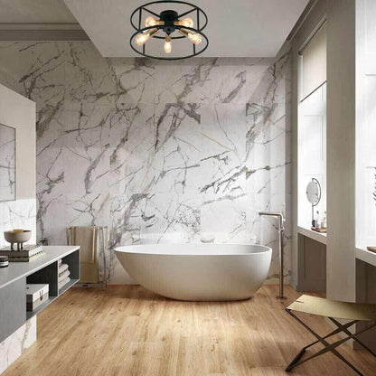 PLAFONIERA A SOFFITTO STILE INDUSTRIALE IN METALLO NERO E ORO 5 PORTALAMPADA E27
