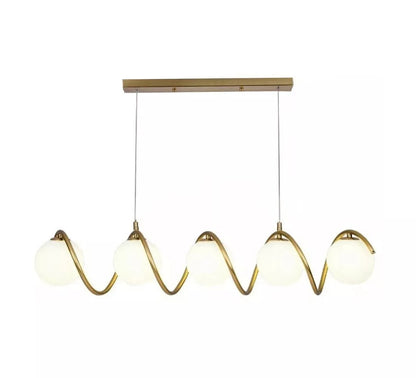 LAMPADARIO A SOSPENSIONE DA SOFFITTO TWIST 5 X SFERA IN VETRO BIANCO G9 BRONZO