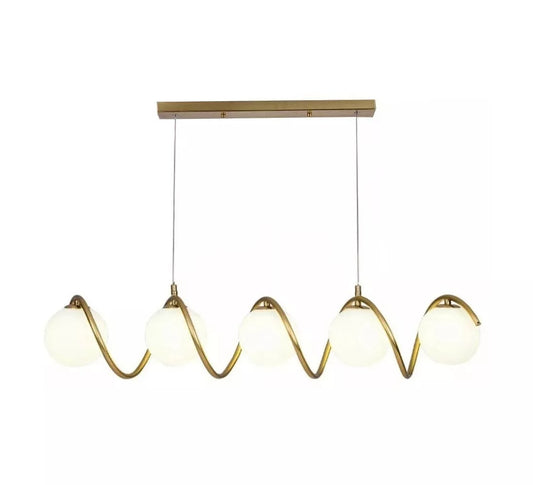 LAMPADARIO A SOSPENSIONE DA SOFFITTO TWIST 5 X SFERA IN VETRO BIANCO G9 BRONZO