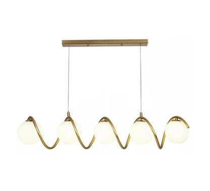 LAMPADARIO A SOSPENSIONE DA SOFFITTO TWIST 5 X SFERA IN VETRO BIANCO G9 BRONZO