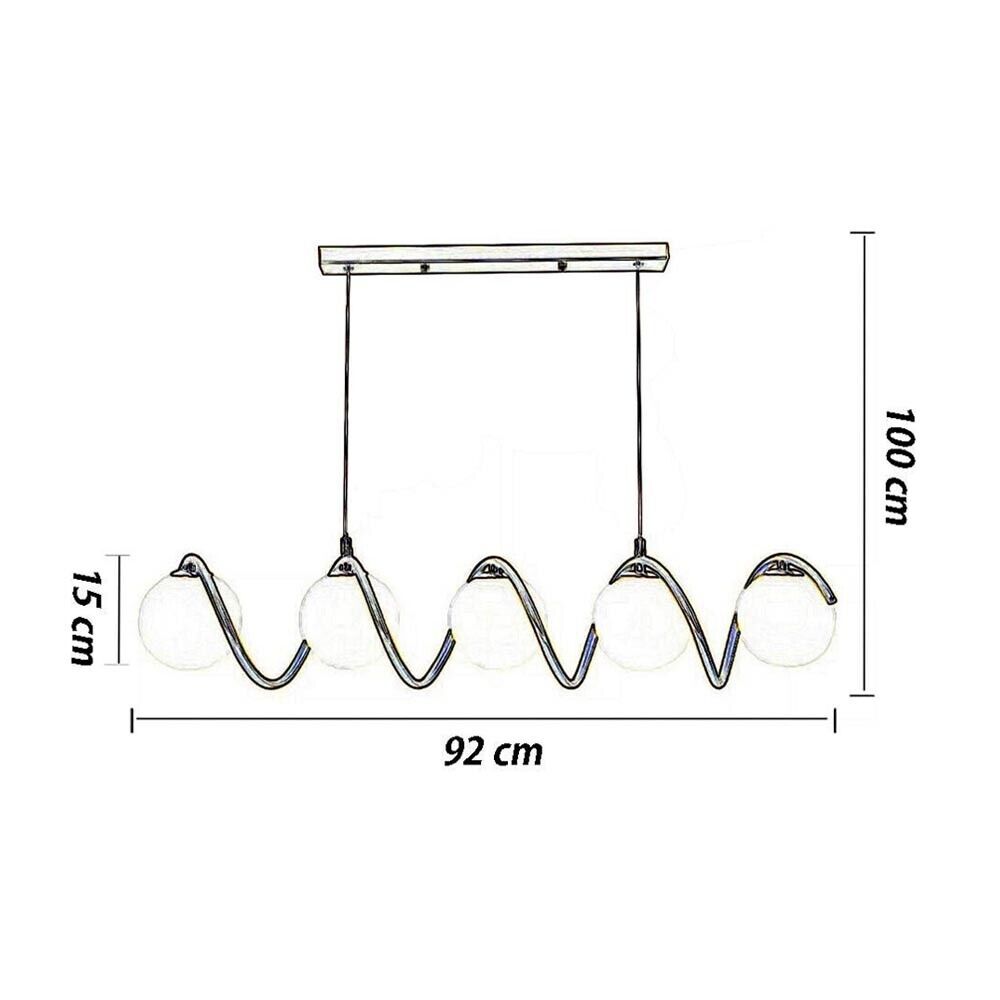 LAMPADARIO A SOSPENSIONE DA SOFFITTO TWIST 5 X SFERA IN VETRO BIANCO G9 BRONZO