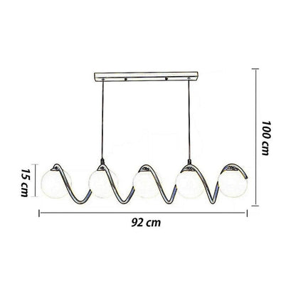LAMPADARIO A SOSPENSIONE DA SOFFITTO TWIST 5 X SFERA IN VETRO BIANCO G9 BRONZO