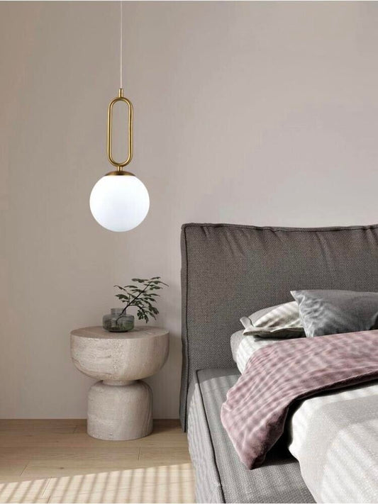 LAMPADARIO A SOSPENSIONE SFERA IN VETRO ATTACCO G9 BRONZO STILE MODERNO A96