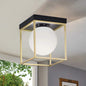 PLAFONIERA DA SOFFITTO SFERA IN VETRO BIANCO LAMPADARIO METALLO NERO BRONZO G9