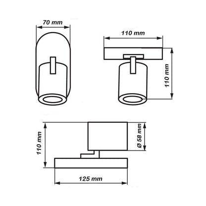 FARETTO ORIENTABILE LAMPADA DA SOFFITTO PARETE PORTAFARETTO ATTACCO GU10 NERO
