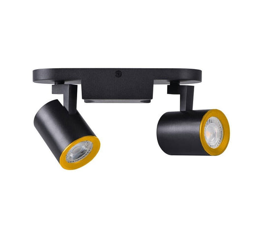 FARETTO ORIENTABILE A SOFFITTO PARETE DOPPIO DIFFUSORE LAMPADA ATTACCO GU10 NERO