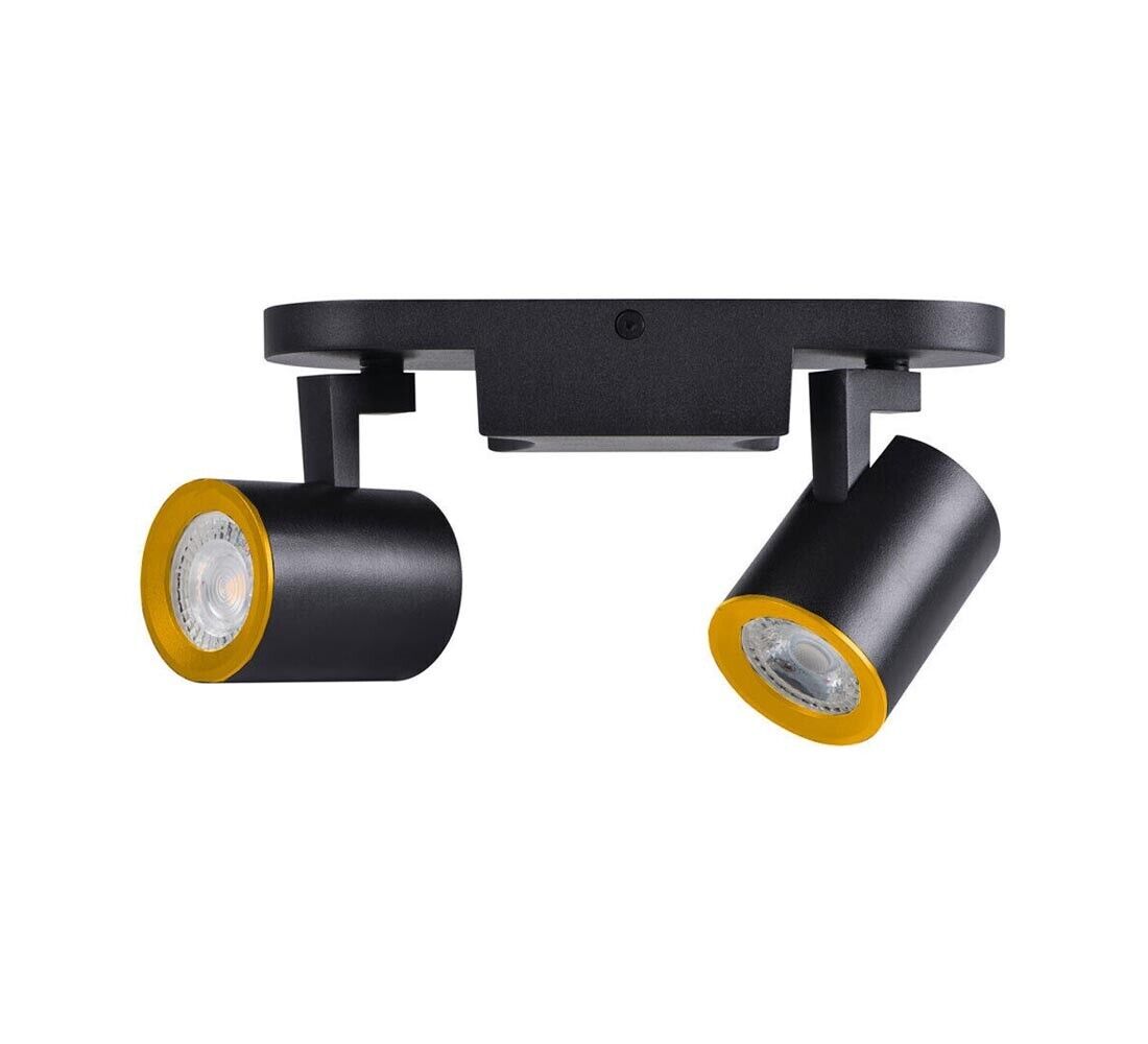FARETTO ORIENTABILE A SOFFITTO PARETE DOPPIO DIFFUSORE LAMPADA ATTACCO GU10 NERO