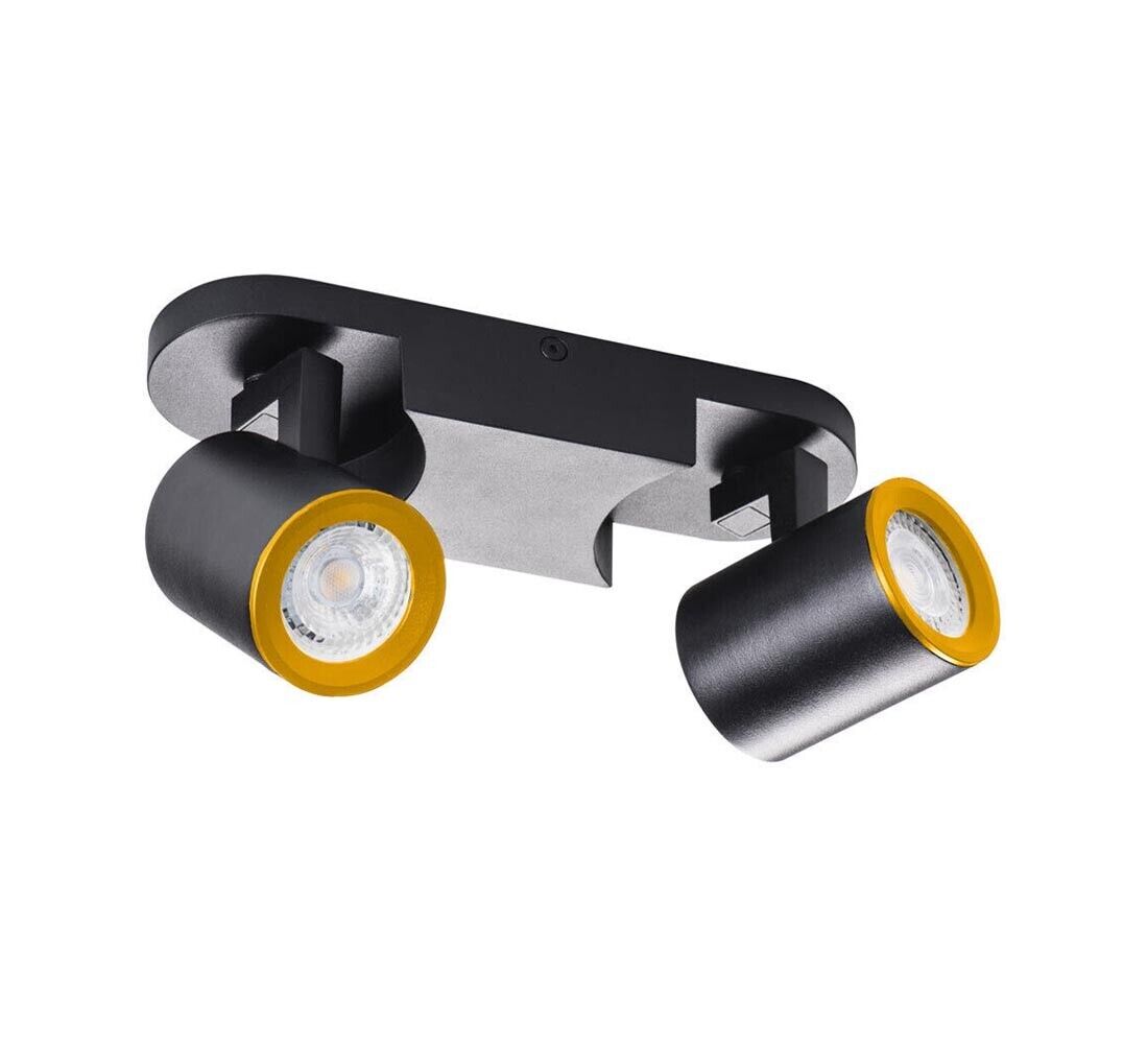 FARETTO ORIENTABILE A SOFFITTO PARETE DOPPIO DIFFUSORE LAMPADA ATTACCO GU10 NERO