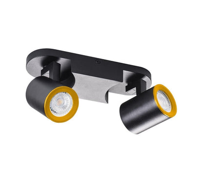 FARETTO ORIENTABILE A SOFFITTO PARETE DOPPIO DIFFUSORE LAMPADA ATTACCO GU10 NERO