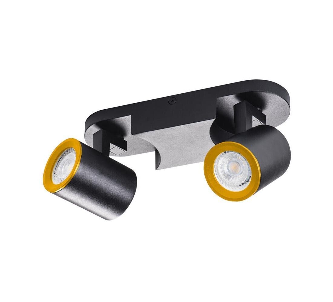 FARETTO ORIENTABILE A SOFFITTO PARETE DOPPIO DIFFUSORE LAMPADA ATTACCO GU10 NERO