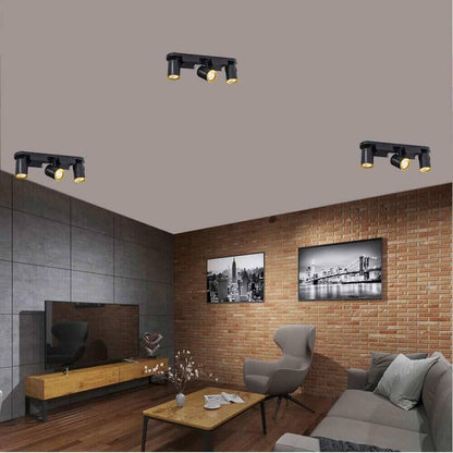 FARETTO ORIENTABILE STAFFA DA SOFFITTO LAMPADA 3 PORTAFARETTO GU10 NERO TH8803