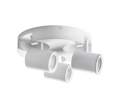 PLAFONIERA DA SOFFITTO LAMPADA TONDA 3 PORTA FARETTO ORIENTABILE GU10 BIANCO