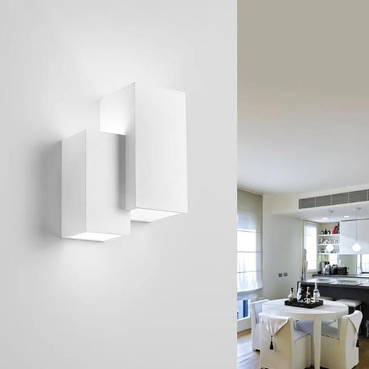 APPLIQUE DA PARETE IN GESSO VERNICIABILE LAMPADA RETTANGOLARE DOPPIA LUCE G9