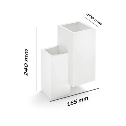 APPLIQUE DA PARETE IN GESSO VERNICIABILE LAMPADA RETTANGOLARE DOPPIA LUCE G9