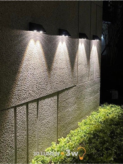 APPLIQUE LED LUCE BIANCA 3 WATT PANNELLO SOLARE LAMPADA DA PARETE ESTERNO IP65