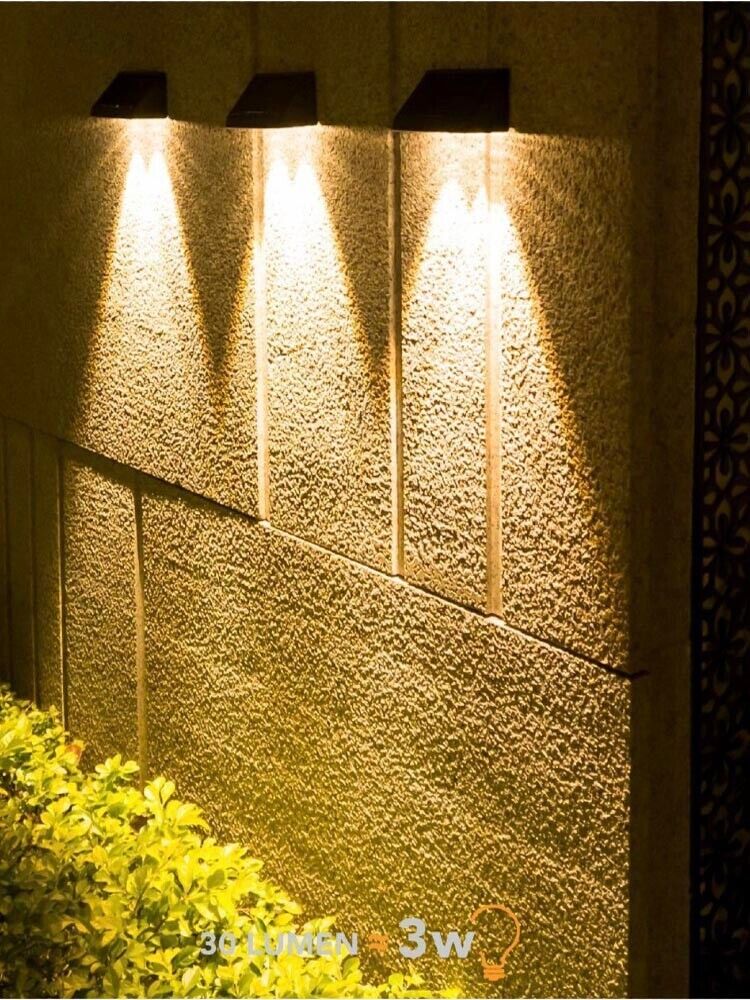 APPLIQUE LED LUCE CALDA 3 WATT PANNELLO SOLARE 5V LAMPADA DA PARETE ESTERNO IP65