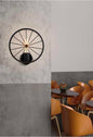 APPLIQUE DA PARETE STILE VINTAGE A FORMA RUOTA DI BICICLETTA NERO ATTACCO E27