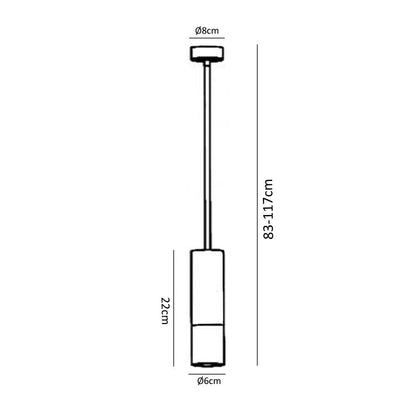 LAMPADARIO PORTAFARETTO A SOSPENSIONE CILINDRO GU10 ASTA REGOLABILE NERO