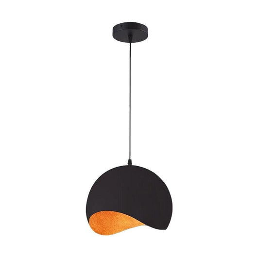 LAMPADARIO A SOSPENSIONE FORMA GUSCIO D'UOVO PORTALAMPADA E27 METALLO NERO