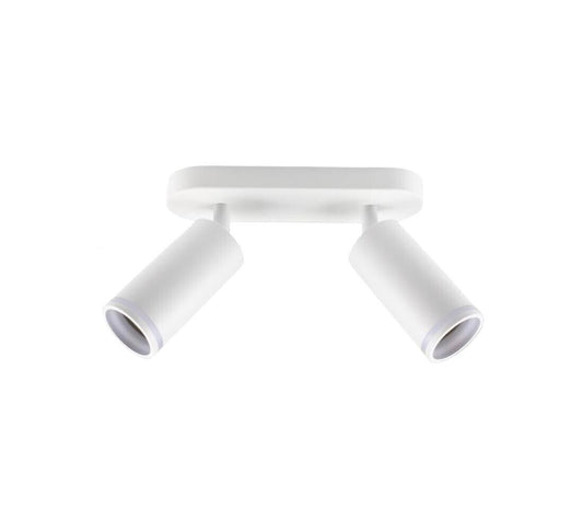 FARETTO ORIENTABILE DA SOFFITTO SUPPORTO 2 DIFFUSORI PORTAFARETTO GU10 BIANCO