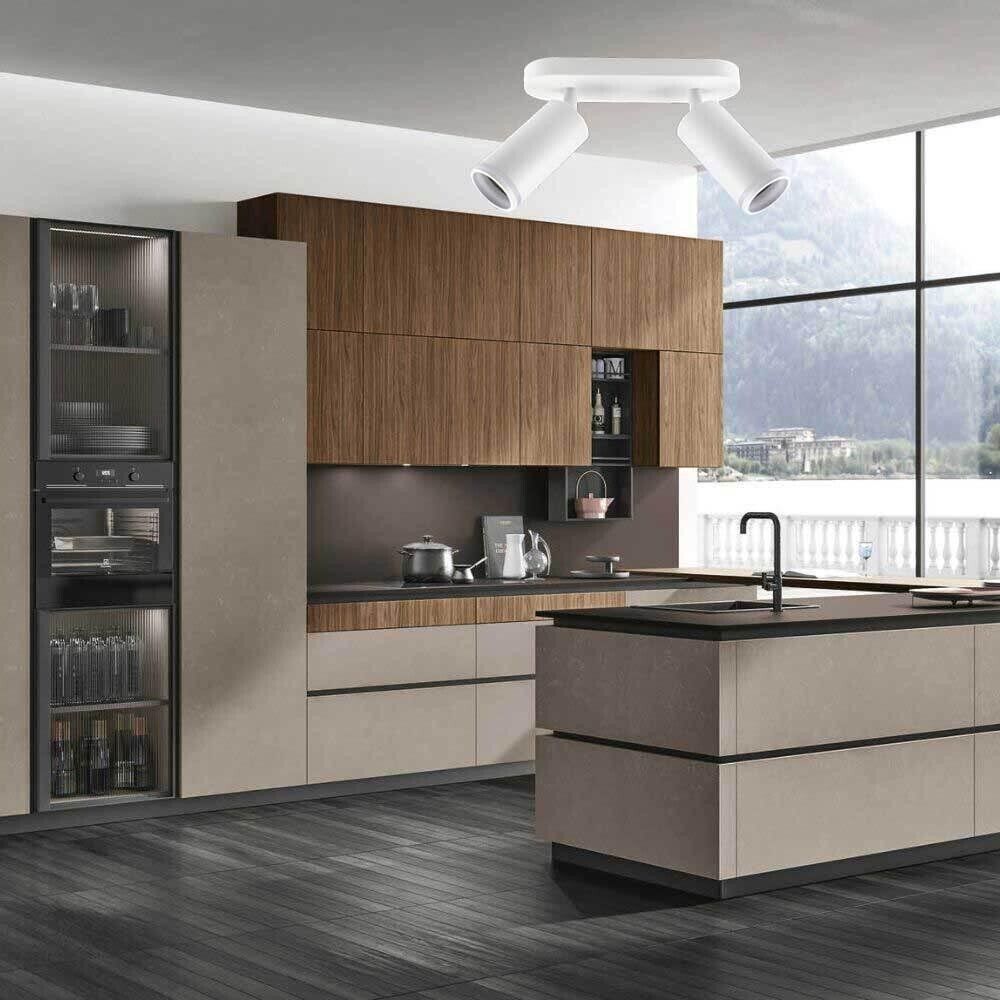 FARETTO ORIENTABILE DA SOFFITTO SUPPORTO 2 DIFFUSORI PORTAFARETTO GU10 BIANCO