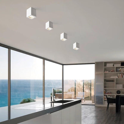 PORTAFARETTO GESSO DA SOFFITTO GU10 PORTA FARETTO QUADRATO BIANCO VERNICIABILE
