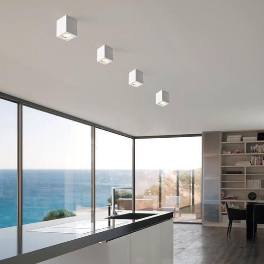 PORTAFARETTO GESSO DA SOFFITTO GU10 PORTA FARETTO QUADRATO BIANCO VERNICIABILE