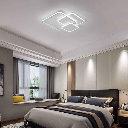 PLAFONIERA LED LUCE BIANCA 6500K LAMPADARIO 3 QUADRATI 48 WATT QUADRATO MODERNO
