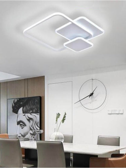 PLAFONIERA LED LUCE BIANCA 6500K LAMPADARIO 3 QUADRATI 48 WATT QUADRATO MODERNO