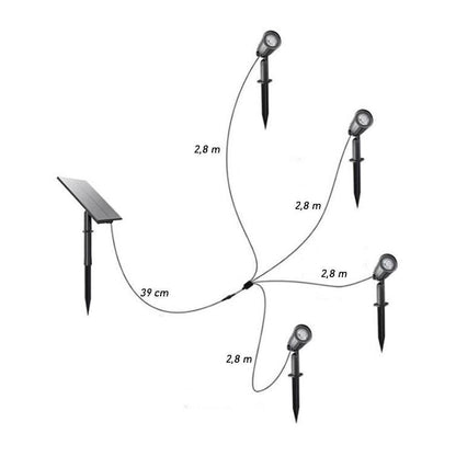 4 FARETTI LED LUCE CALDA FARETTO CON PANNELLO SOLARE PICCHETTO DA GIARDINO IP65
