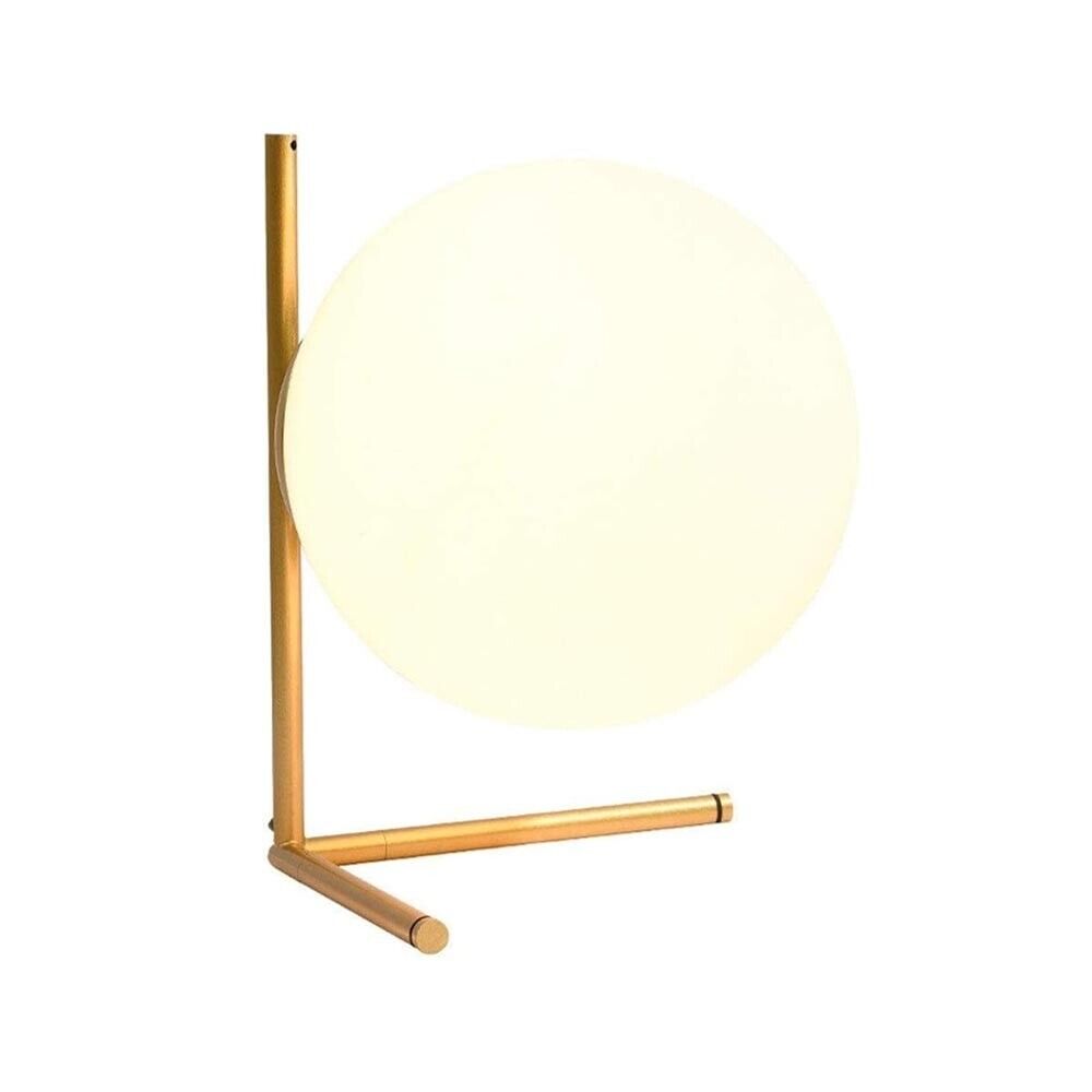 LAMPADA DA TAVOLO 1 SFERA IN VETRO LUME SUPPORTO ABAT JOUR BRONZO G9 D34