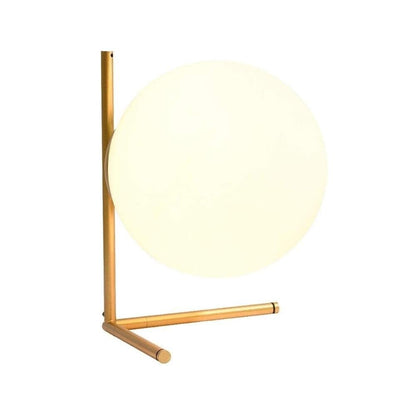 LAMPADA DA TAVOLO 1 SFERA IN VETRO LUME SUPPORTO ABAT JOUR BRONZO G9 D34