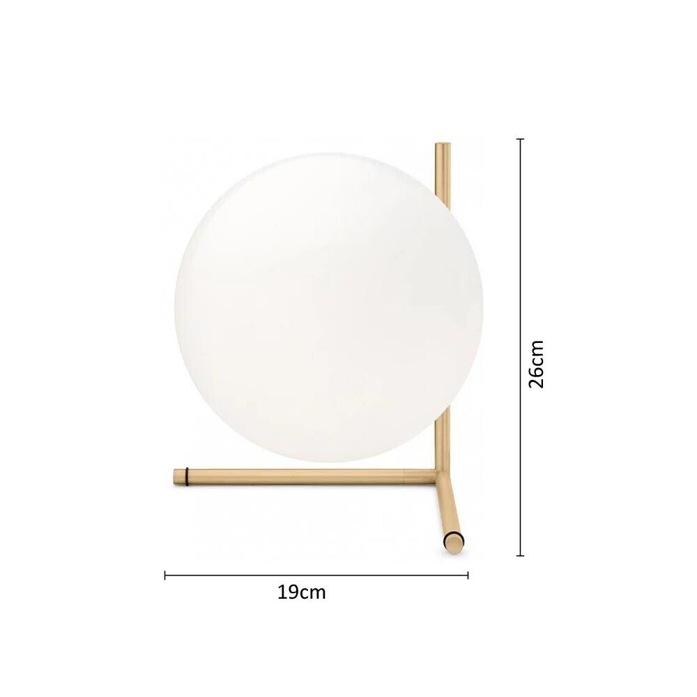 LAMPADA DA TAVOLO 1 SFERA IN VETRO LUME SUPPORTO ABAT JOUR BRONZO G9 D34