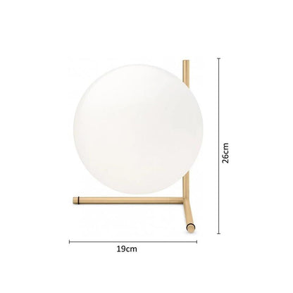 LAMPADA DA TAVOLO 1 SFERA IN VETRO LUME SUPPORTO ABAT JOUR BRONZO G9 D34
