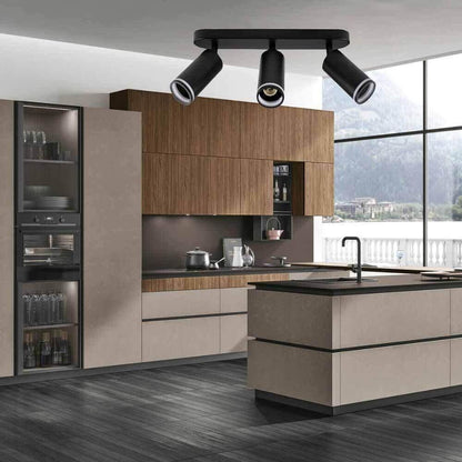FARETTO ORIENTABILE DA SOFFITTO SUPPORTO 3 DIFFUSORI PORTAFARETTO GU10 NERO