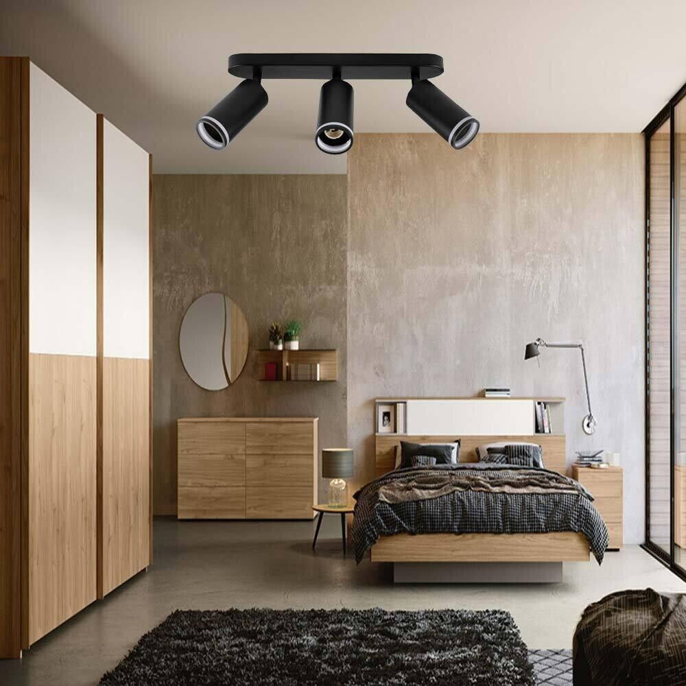 FARETTO ORIENTABILE DA SOFFITTO SUPPORTO 3 DIFFUSORI PORTAFARETTO GU10 NERO