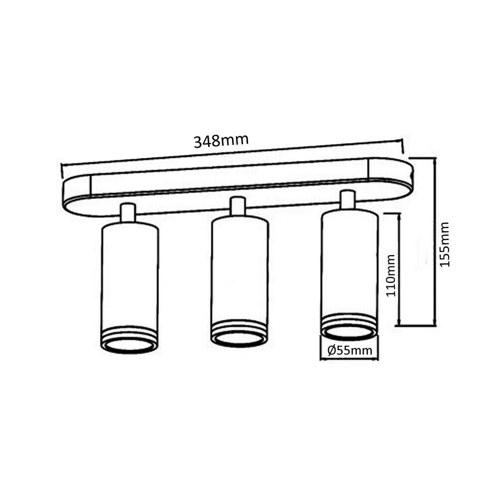 FARETTO ORIENTABILE DA SOFFITTO SUPPORTO 3 DIFFUSORI PORTAFARETTO GU10 NERO