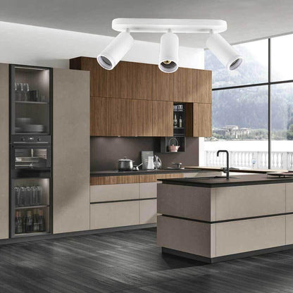FARETTO ORIENTABILE DA SOFFITTO SUPPORTO 3 DIFFUSORI PORTAFARETTO GU10 BIANCO