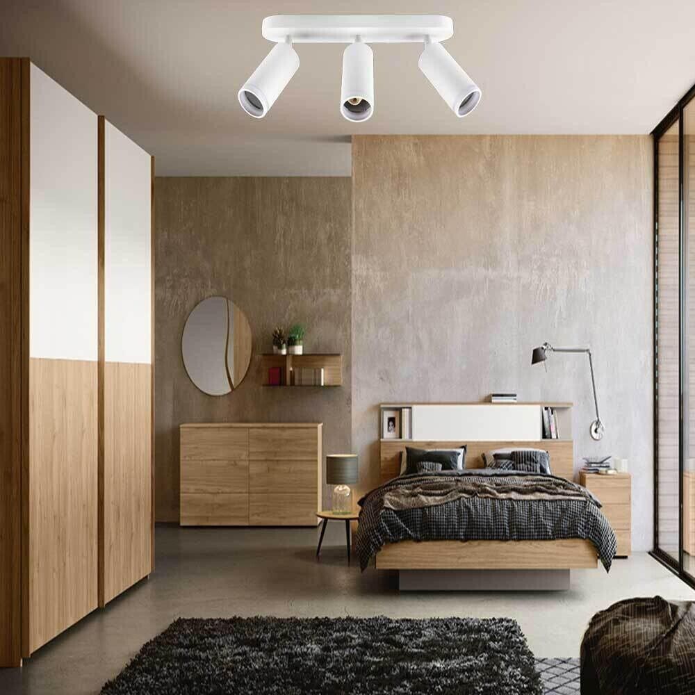 FARETTO ORIENTABILE DA SOFFITTO SUPPORTO 3 DIFFUSORI PORTAFARETTO GU10 BIANCO