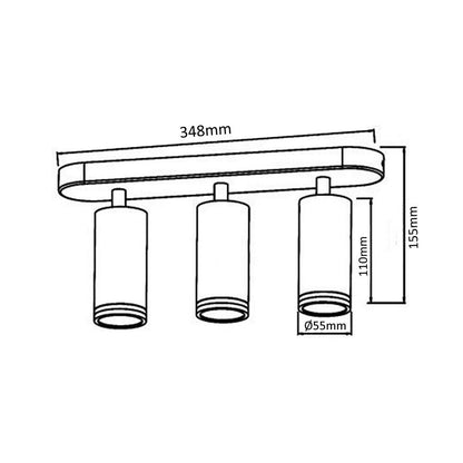 FARETTO ORIENTABILE DA SOFFITTO SUPPORTO 3 DIFFUSORI PORTAFARETTO GU10 BIANCO