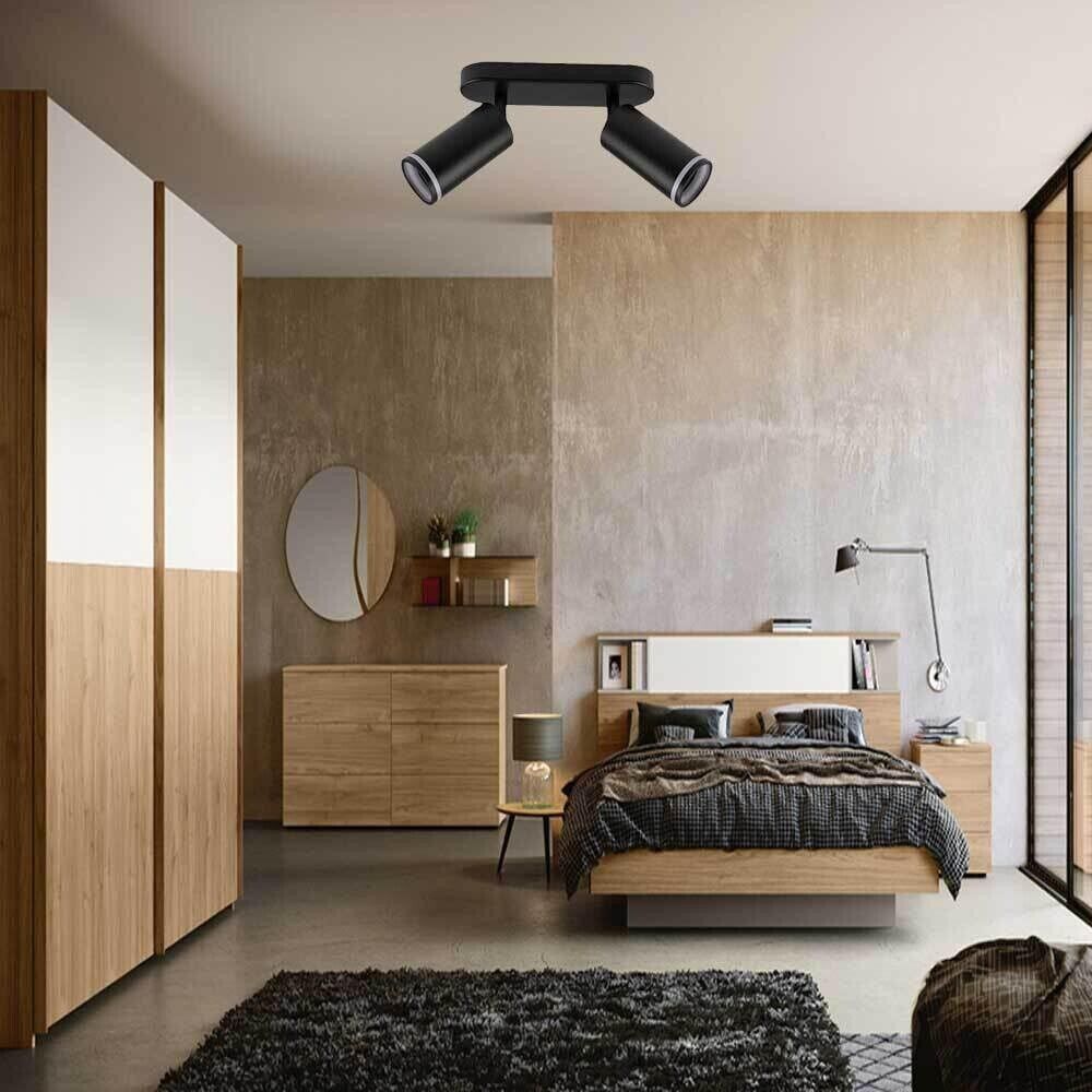 FARETTO ORIENTABILE DA SOFFITTO SUPPORTO 2 DIFFUSORI PORTAFARETTO GU10 NERO