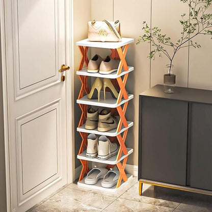 SCARPIERA SALVA SPAZIO SLIM SCAFALE 6 MENSOLE PORTA SCARPE IN PLASTICA ARANCIONE