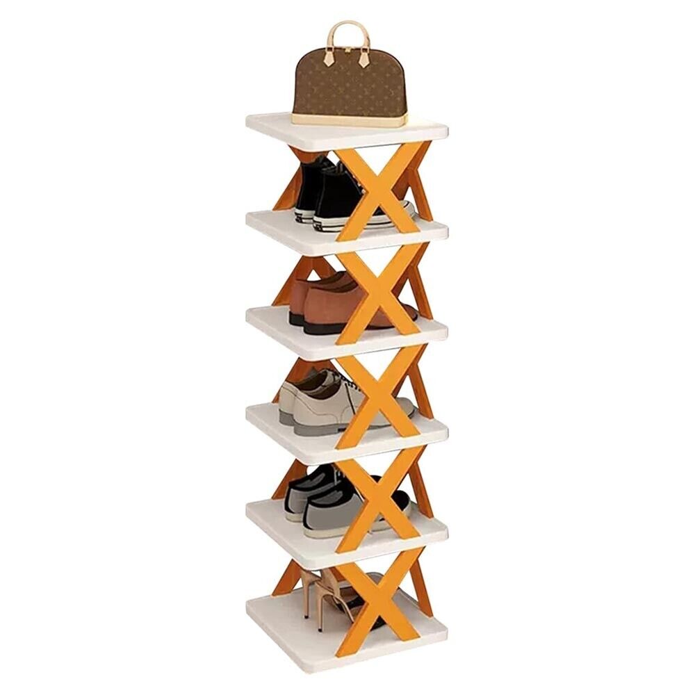 SCARPIERA SALVA SPAZIO SLIM SCAFALE 6 MENSOLE PORTA SCARPE IN PLASTICA ARANCIONE