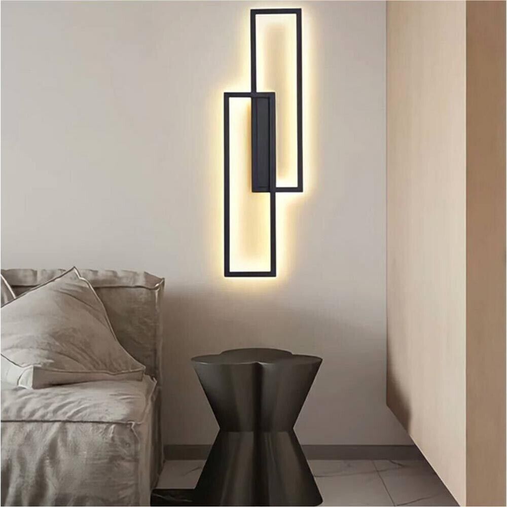 APPLIQUE LED LUCE BIANCA CALDA NATURALE LAMPADA DA PARETE RETTANGOLARE 32 W NERO